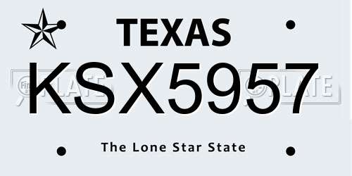 KSX5957 Texas License Plate