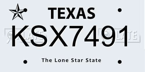 KSX7491 Texas License Plate
