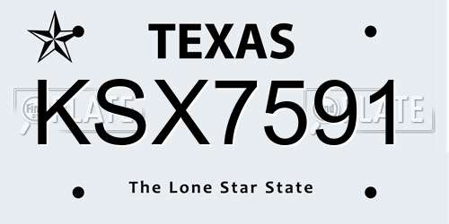 KSX7591 Texas License Plate
