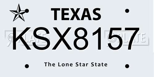 KSX8157 Texas License Plate