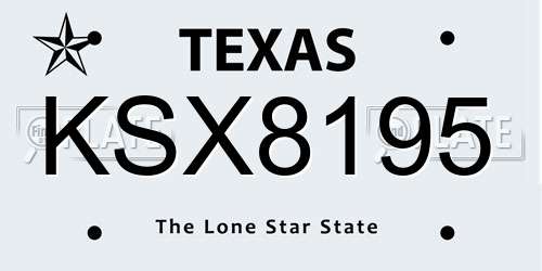KSX8195 Texas License Plate