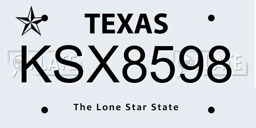 KSX8598 Texas License Plate