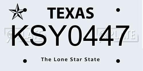 KSY0447 Texas License Plate