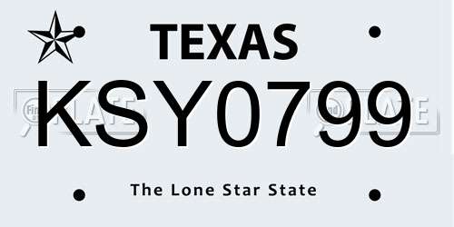 KSY0799 Texas License Plate