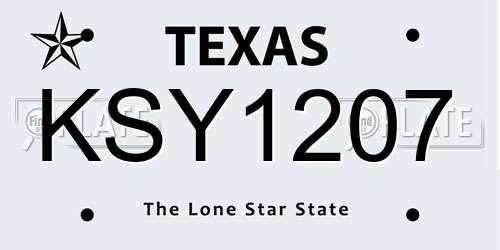 KSY1207 Texas License Plate