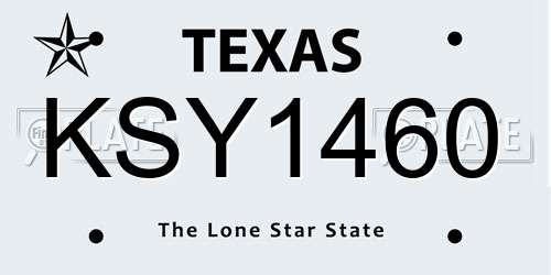 KSY1460 Texas License Plate