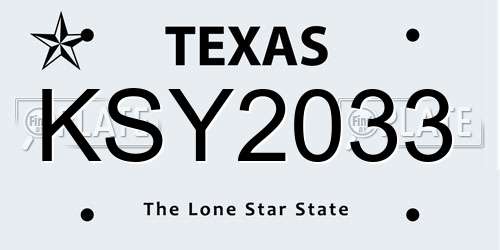 KSY2033 Texas License Plate
