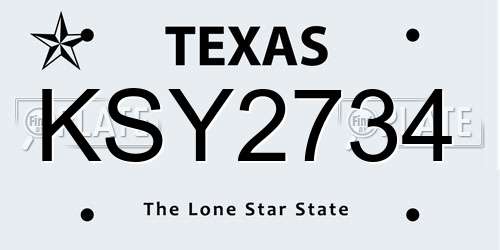 KSY2734 Texas License Plate