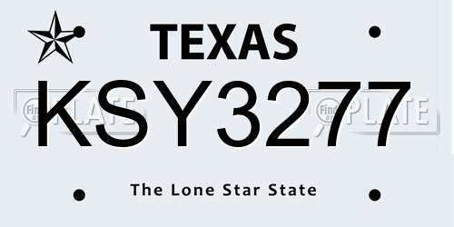 KSY3277 Texas License Plate