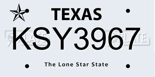 KSY3967 Texas License Plate