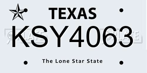 KSY4063 Texas License Plate