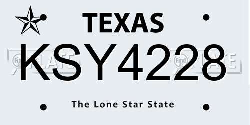 KSY4228 Texas License Plate