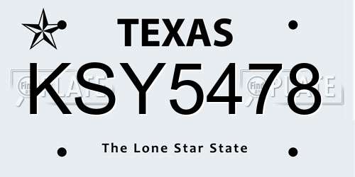 KSY5478 Texas License Plate