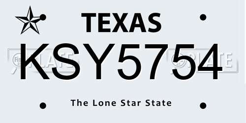 KSY5754 Texas License Plate