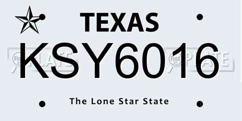KSY6016 Texas License Plate