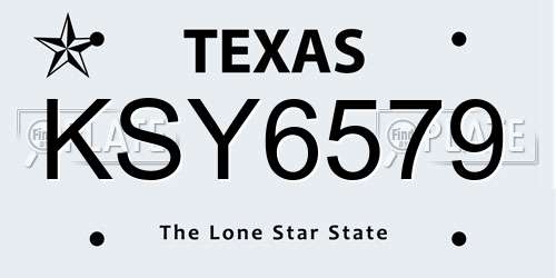 KSY6579 Texas License Plate
