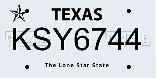 KSY6744 Texas License Plate