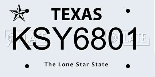 KSY6801 Texas License Plate