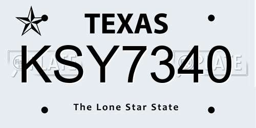 KSY7340 Texas License Plate