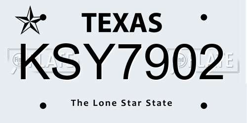 KSY7902 Texas License Plate