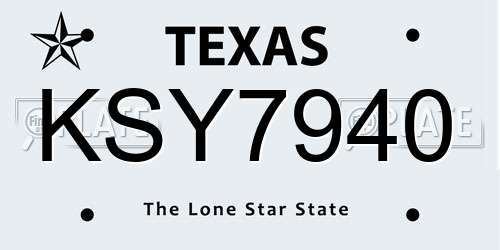 KSY7940 Texas License Plate
