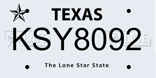 KSY8092 Texas License Plate