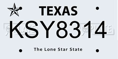 KSY8314 Texas License Plate