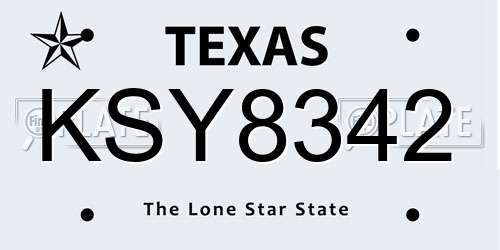 KSY8342 Texas License Plate