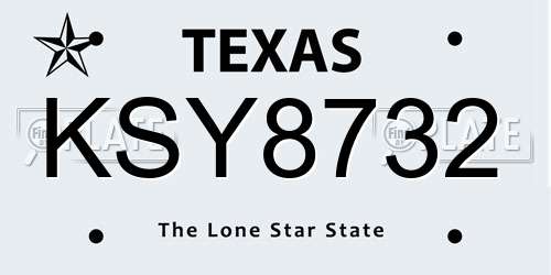 KSY8732 Texas License Plate