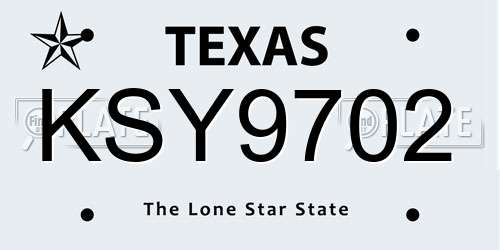KSY9702 Texas License Plate