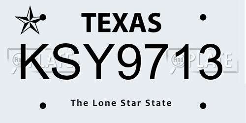 KSY9713 Texas License Plate
