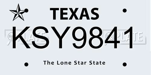 KSY9841 Texas License Plate