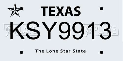 KSY9913 Texas License Plate