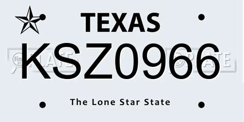 KSZ0966 Texas License Plate
