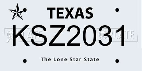 KSZ2031 Texas License Plate