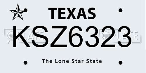 KSZ6323 Texas License Plate