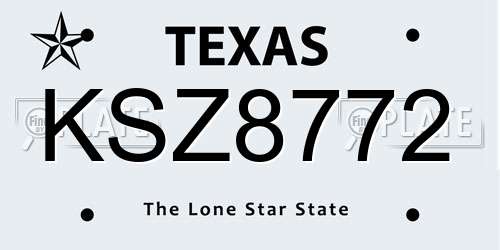 KSZ8772 Texas License Plate