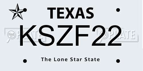 KSZF22 Texas License Plate