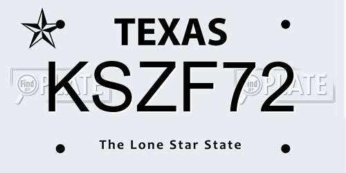 KSZF72 Texas License Plate