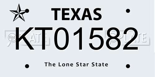 KT01582 Texas License Plate
