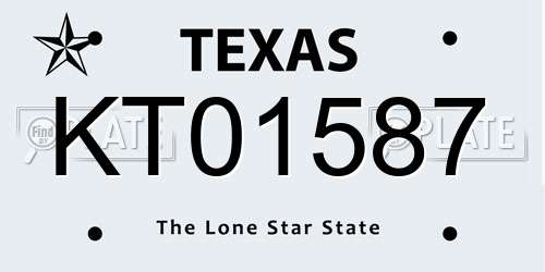 KT01587 Texas License Plate
