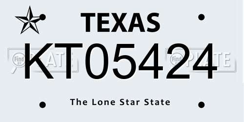 KT05424 Texas License Plate