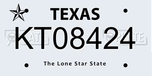 KT08424 Texas License Plate