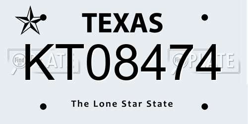 KT08474 Texas License Plate