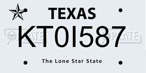KT0I587 Texas License Plate