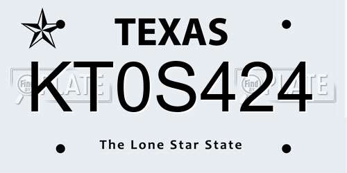 KT0S424 Texas License Plate