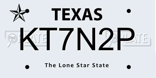 KT7N2P Texas License Plate
