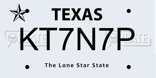 KT7N7P Texas License Plate