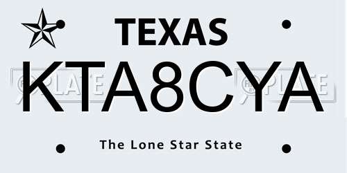 KTA8CYA Texas License Plate