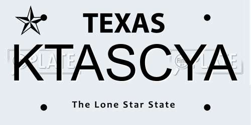 KTASCYA Texas License Plate